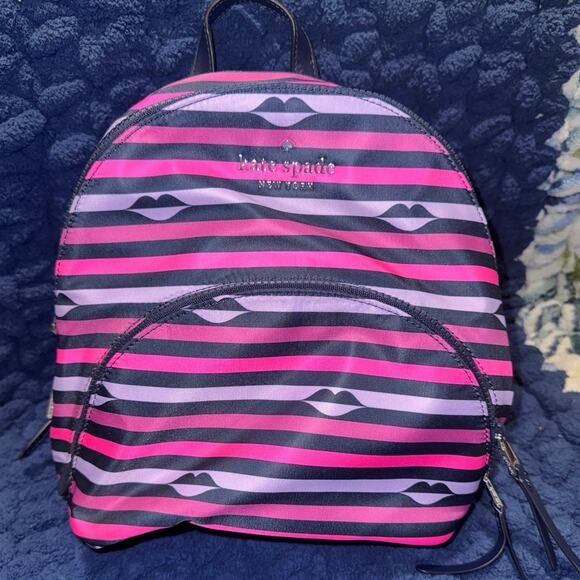 Kate Spade New York Women's Nylon Karissa Lip Print Medium Backpack - Picture 1 of 8